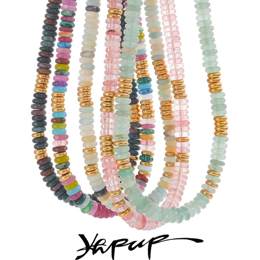 Colorful Natural Stone Beads Handmade Chain Y2K Fashion Necklace for Women Stainless Steel Waterproof Collar Jewelry Gift