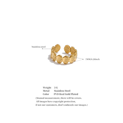 Ocean Style Adjustable Metal Shell Open Ring High Quality Plated for Women 316L Stainless Steel Summer Trendy Jewelry Gift