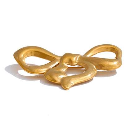 Stainless Steel Christmas Bow Knot Brooches Rust Proof Charm Unisex Jewelry for Women Men Wholesale Gift