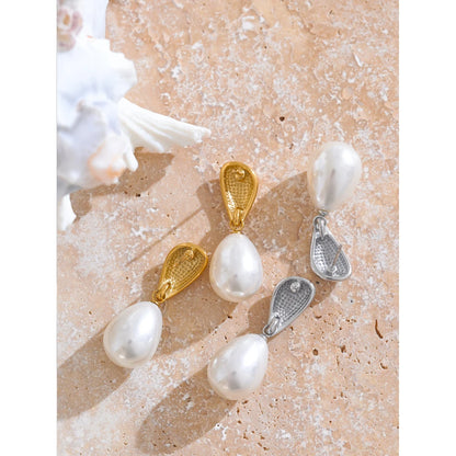 Popular Arrival Simulated Pearls Geometric Drop Elegant Earrings Stylish Stainless Steel Versatile Daily Jewelry Gift