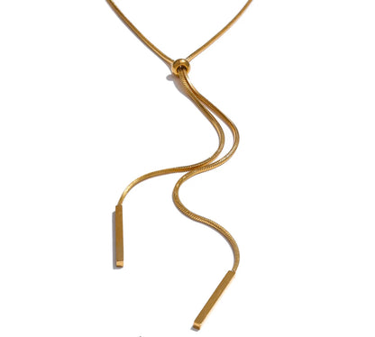 80+5cm Stainless Steel Adjustable Exquisite Sweater Chain Smooth Necklace for Women Minimalist Collar Fashion PVD Jewelry