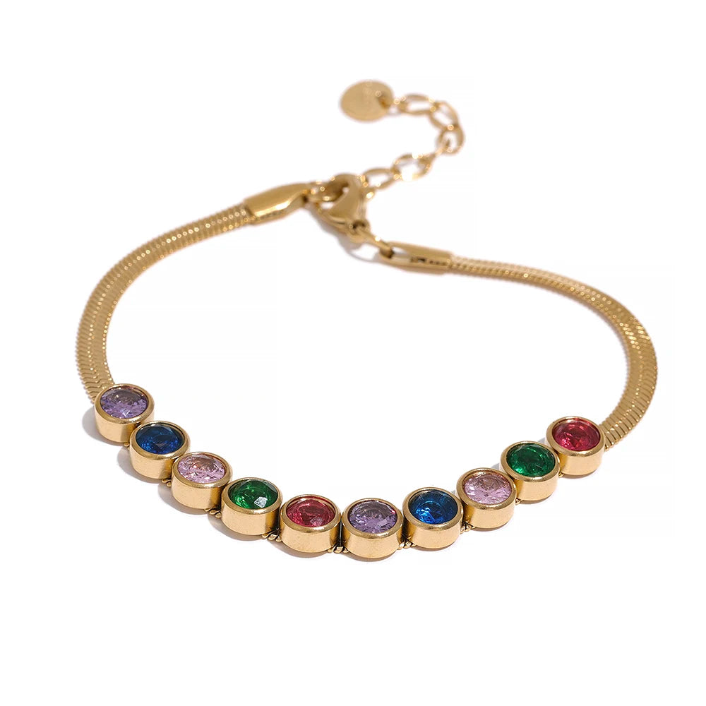 Stainless Steel Colorful White Cubic Zirconia Bracelet Bangle  Colorful Luxury Exquisite Jewelry бижутерия для женщин