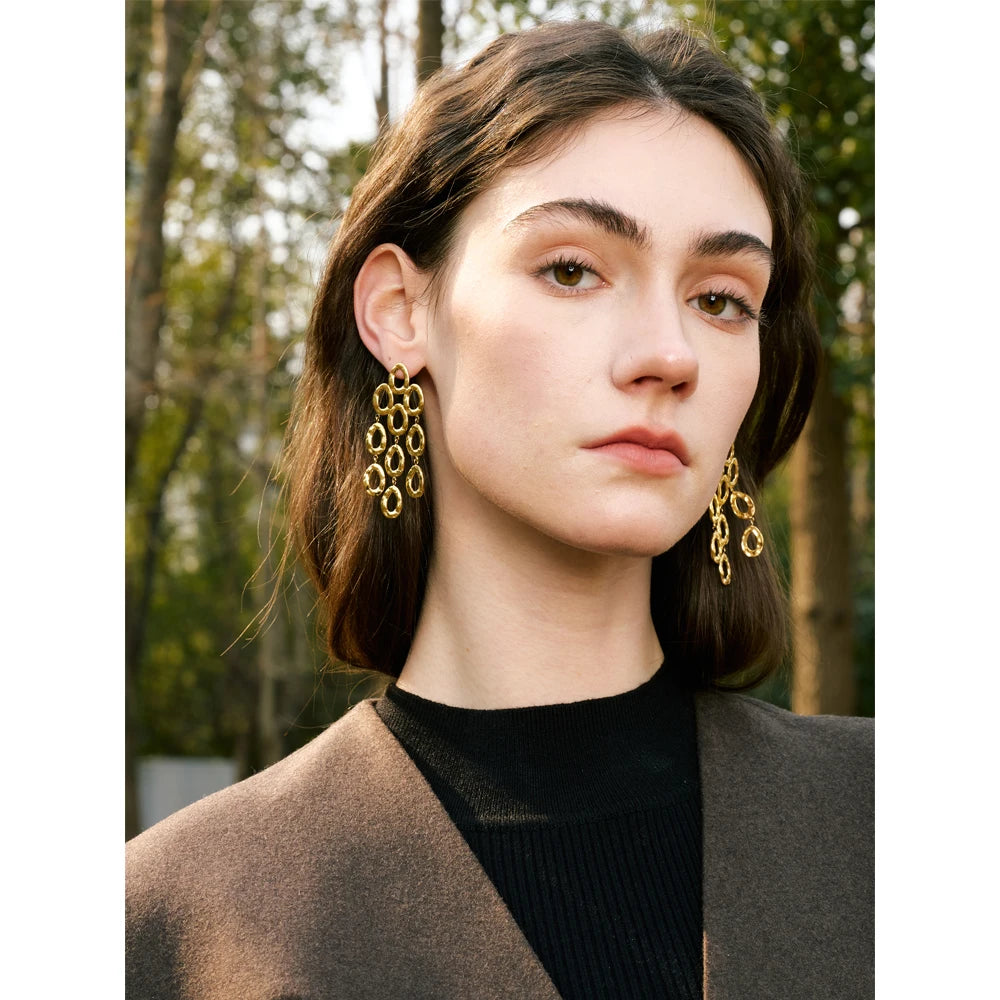Fashion Exclusive Style Stainless Steel Drop Dangle Statement Earrings PVD Waterproof Plated Personality Jewelry for Women