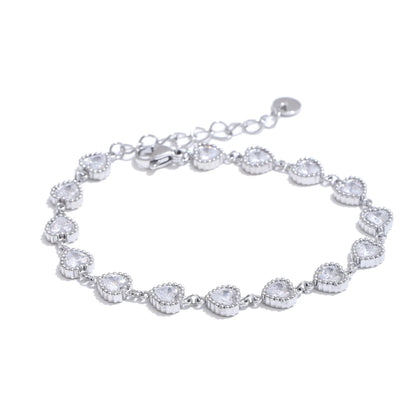 Heart Cubic Zirconia Shiny Waterproof Bracelet Bangle Stainless Steel Jewelry Casting Technology Holiday Gifts