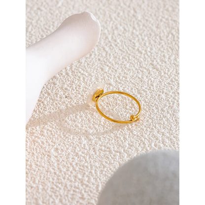Fashion Natural Shell Flower Adjustable Open Ring Sweet Stainless Steel 18K PVD Plated Summer Daily Jewelry Gift
