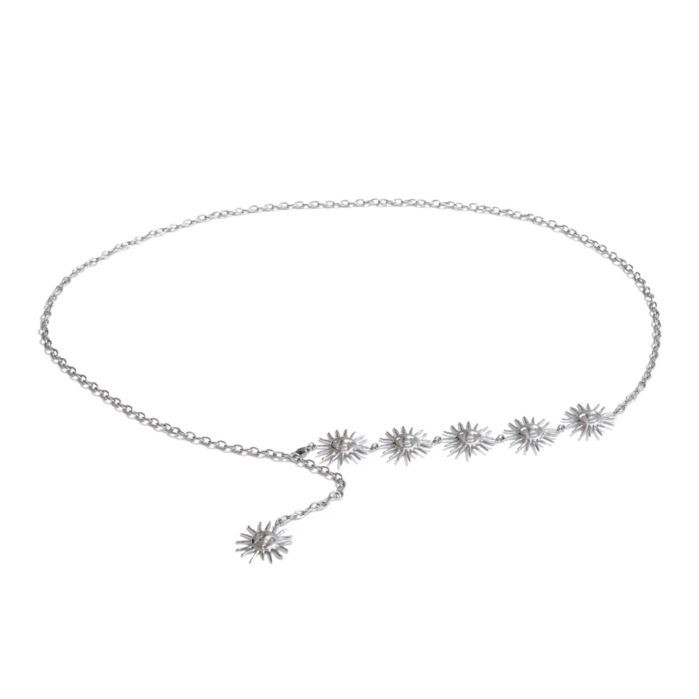 Exclusive Stainless Steel Creative Sun Face Belly Waist Chain Sexy Jewelry 18K PVD Plated Summer Beach Fashion Accessory