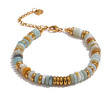 Colorful Natural Stone Beads Chain Handmade Bracelet Bangle Waterproof Bohemia Stainless Steel Y2K Trendy Jewelry Gift