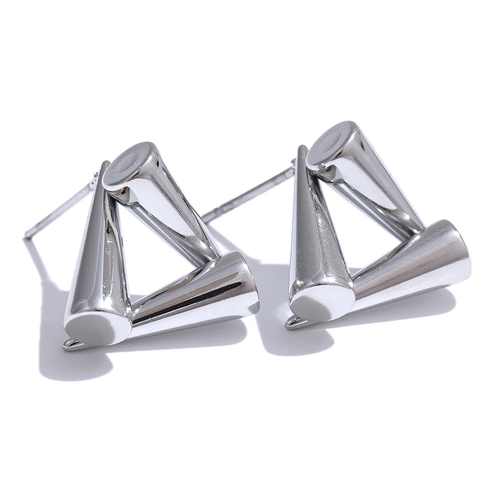 Stainless Steel Triangle Geometry Unusual Stud Earrings Rust Proof Metal 18K PVD Plated Trendy Daily Jewelry Bijoux