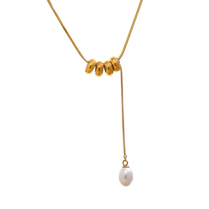 Stainless Steel Round Beads Chain Drop Imitation Pearls Fashion Necklace Elegant Charm Jewelry бижутерия для женщин