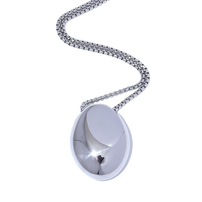 70cm Minimalist Long Unisex Sweater Chain Jewelry 316l Stainless Steel Oval Pendant Necklace for Men Women Waterproof