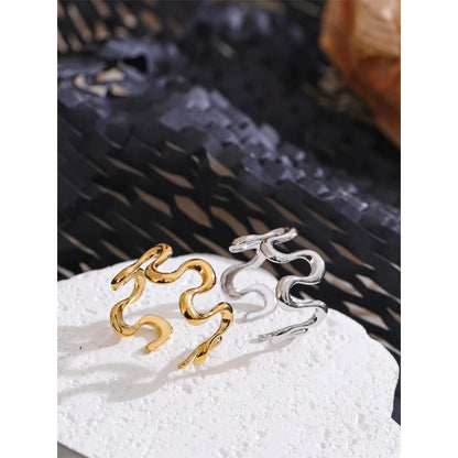 Minimalist Stainless Steel Metal Irregular Open Adjustable Ring for Women Rust Proof Distinctive Jewelry 2025