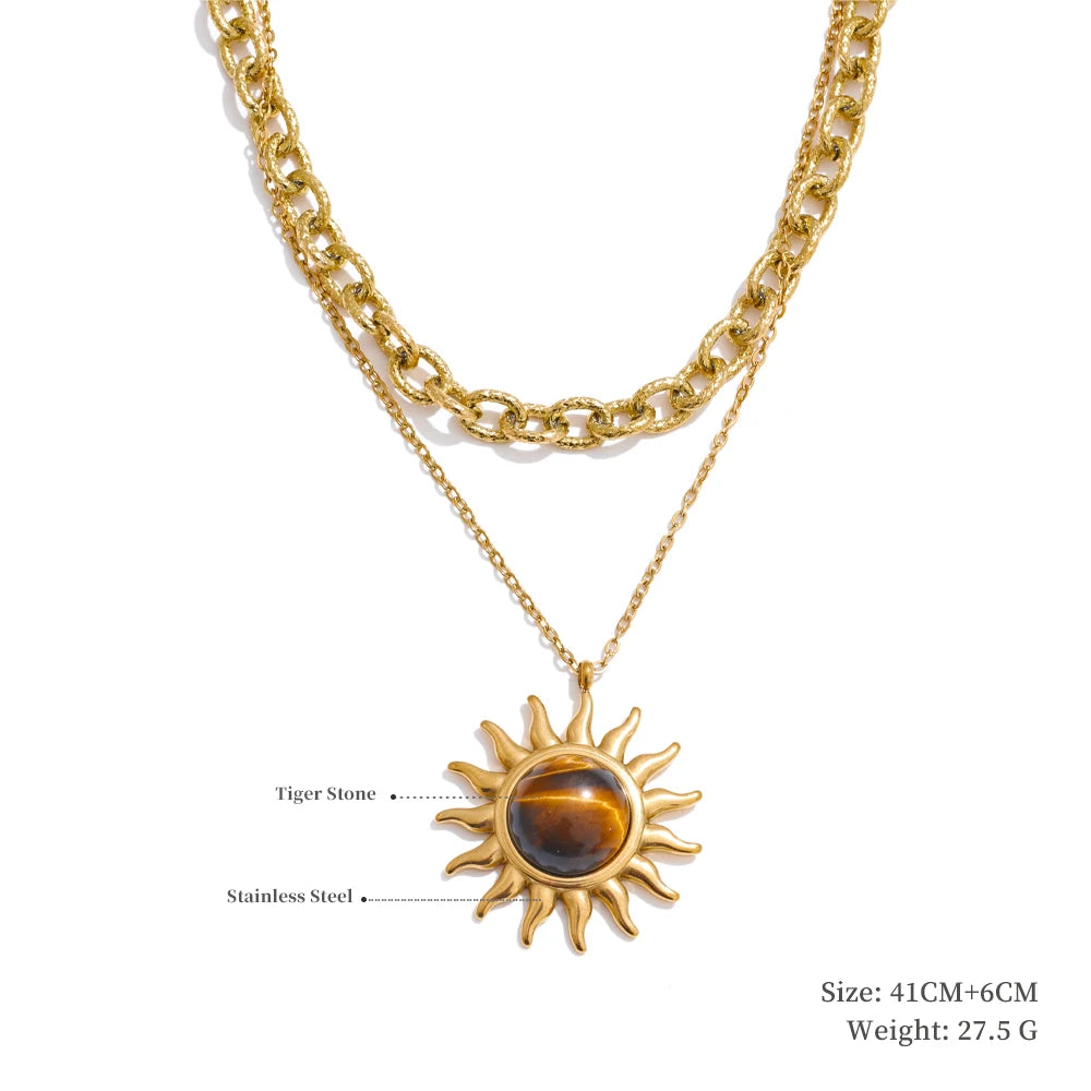 Trendy Sun Ocean Charm Pendant Handmade Jewelry Golden Waterproof PVD Plated Stainless Steel Summer Jewelry 2025 Wholesale