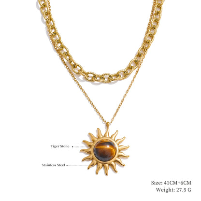 Trendy Sun Ocean Charm Pendant Handmade Jewelry Golden Waterproof PVD Plated Stainless Steel Summer Jewelry 2025 Wholesale