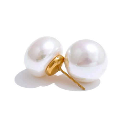 18/12mm Korean Style Simulated Pearls Round Stud Earrings Versatile Daily Accessories Stainless Steel Fashion Jewelry Gift