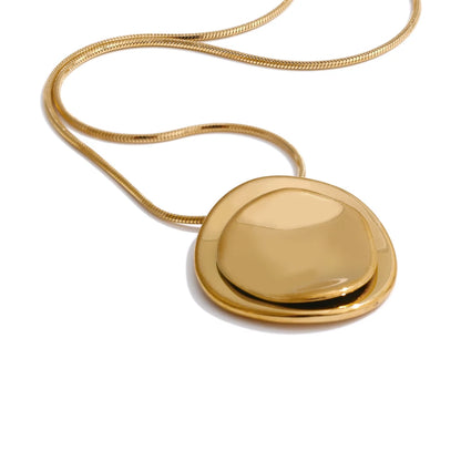 Double Round Pendant Fashion Necklace Water Resistant Metal Stainless Steel Daily Waterproof Jewelry Recommend