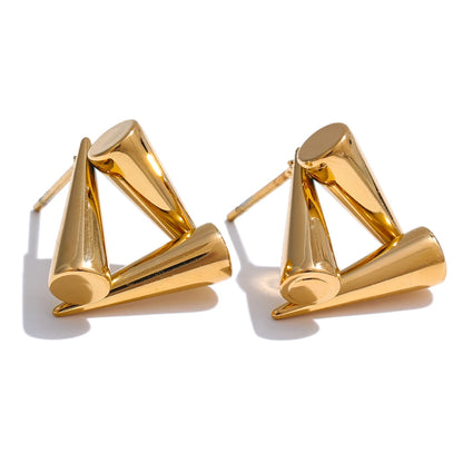 Stainless Steel Triangle Geometry Unusual Stud Earrings Rust Proof Metal 18K PVD Plated Trendy Daily Jewelry Bijoux