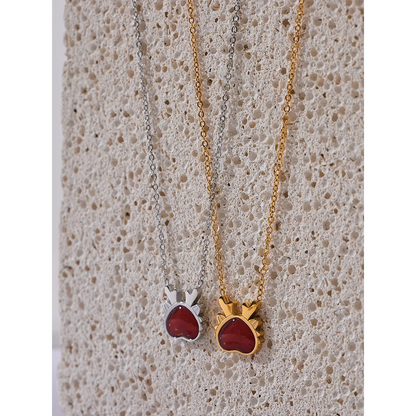 Popular Red Enamel Stainless Steel Dragon Head Pendant Lucky Necklace Exquisite Fashion Christmas Gift Jewelry