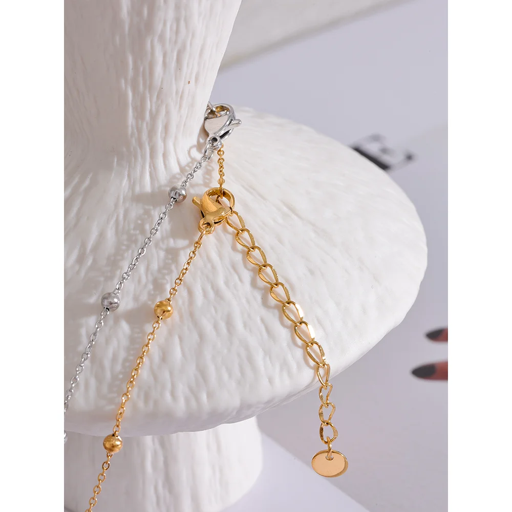 Colorful Waterproof Natural Stone Flower Drop Stainless Steel Chain Aesthetic Necklace Fashion Collar Jewelry for Women