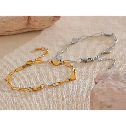 Fashion Stainless Steel Heart Handmade Chain Bracelet Bangle Waterproof Daily Charm Wrist Jewelry Bijoux Femme