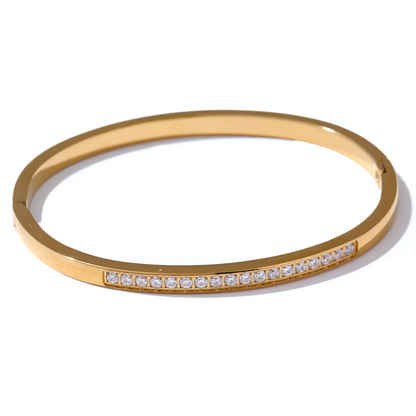 60mm Chic Shiny Cubic Zirconia Daily Bracelet Bangle 316L Stainless Steel Fashion Trendy Waterproof Jewelry Accessories
