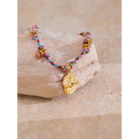 Vintage Stainless Steel Colorful Rope Braided Handmade Bracelet Bangle for Women Wrist Fashion Jewelry Wholesale Gift