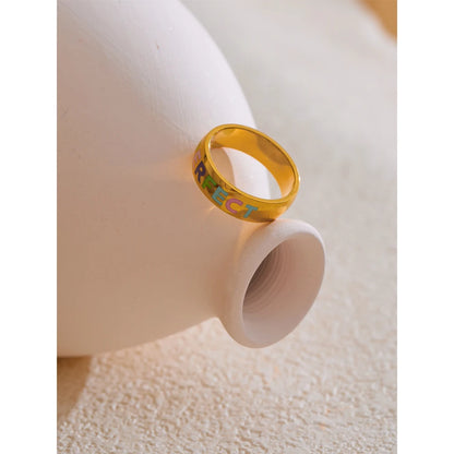 6789# Stainless Steel “You‘Re Perfect” Confident Fashion Ring for Women 18K Gold PVD Plated Minimalist Finger Jewelry Gift