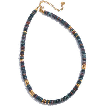 Colorful Natural Stone Beads Handmade Chain Y2K Fashion Necklace for Women Stainless Steel Waterproof Collar Jewelry Gift