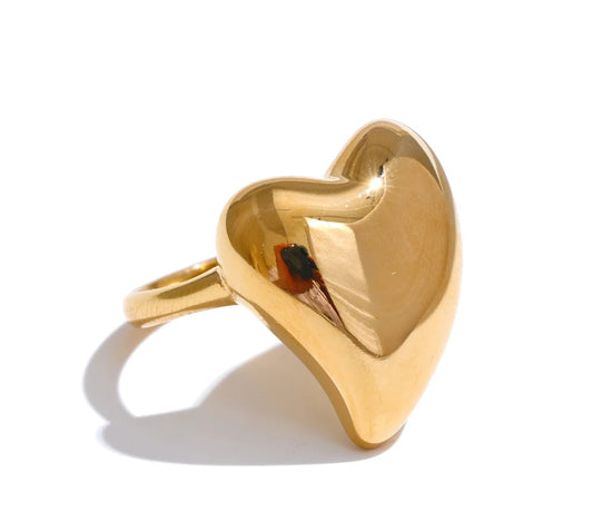 6789# PVD Plated Handmade Polished Smooth Fashion Classic Heart High Quality Finger Ring Gift for Women Exquisite Jewelry