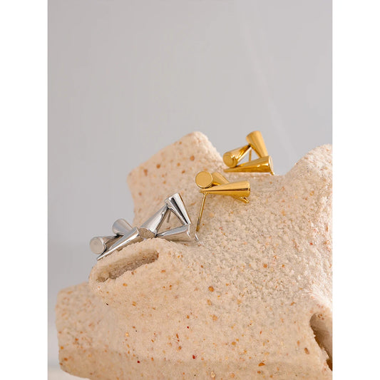 Stainless Steel Triangle Geometry Unusual Stud Earrings Rust Proof Metal 18K PVD Plated Trendy Daily Jewelry Bijoux