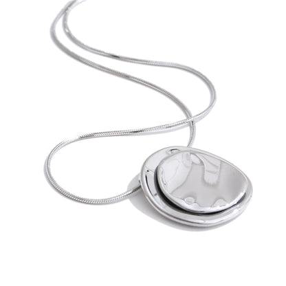 Double Round Pendant Fashion Necklace Water Resistant Metal Stainless Steel Daily Waterproof Jewelry Recommend