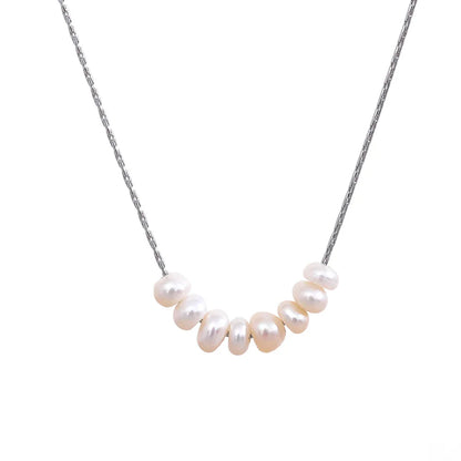 Tarnish Free Natural Pearl Beads Chic Exquisite Necklace Thin Chain Stainless Steel Minimalist Charm Collar Jewelry Women