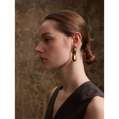 Fashion Stainless Steel Square Rectangle Drop Earrings Metal Stylish Statement Gold Platinum Plated Jewelry Waterproof