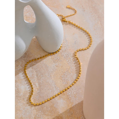 Exquisite Stainless Steel Bright Square Chain Collar Necklace New Style 18K Real Gold Plated Daily Fashion Jewelry