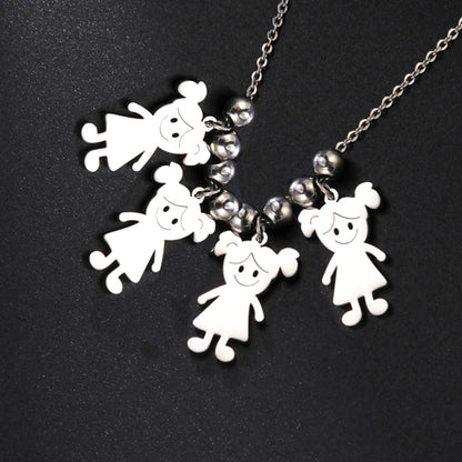 Personalized Boy Girl Necklace Custom Chain Name Mother Father Day Kid Family Gift For Women Men Stainless Steel Pendant Jewelry