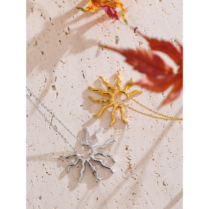 Individualistic Stainless Steel Metal Trendy Sun Pendant Necklace Hot Style Attractive Jewelry Waterproof Accessories Gift