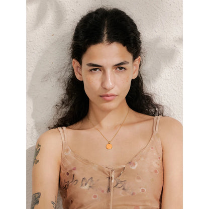 Candy Color Sweet Square Pendant Necklace Stainless Steel Gold Color PVD Plated Basic Fashion Jewelry for Women for Girl