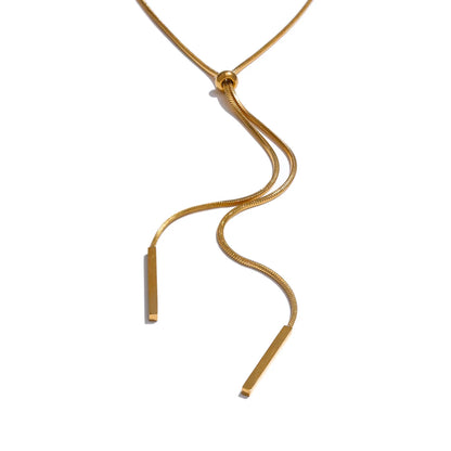 80+5cm Stainless Steel Adjustable Exquisite Sweater Chain Smooth Necklace for Women Minimalist Collar Fashion PVD Jewelry