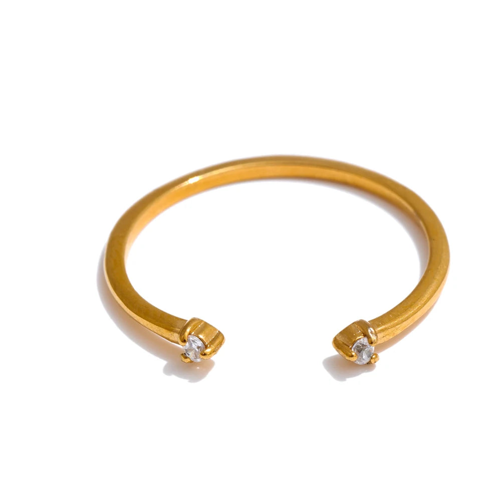 Delicate Stainless Steel Strawberry Geometric Adjustable Open Thin Ring Trendy Fashion Jewelry Water Resistant