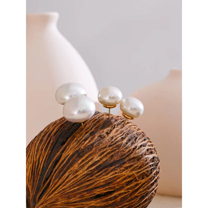 18/12mm Korean Style Simulated Pearls Round Stud Earrings Versatile Daily Accessories Stainless Steel Fashion Jewelry Gift