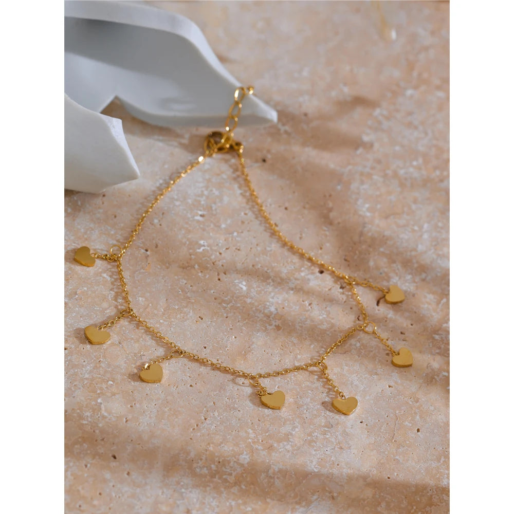 Summer Arrival Stainless Steel Heart Drop Exquisite Foot Chain Anklet for Women Waterproof Sandy Beach Jewelry Bijoux