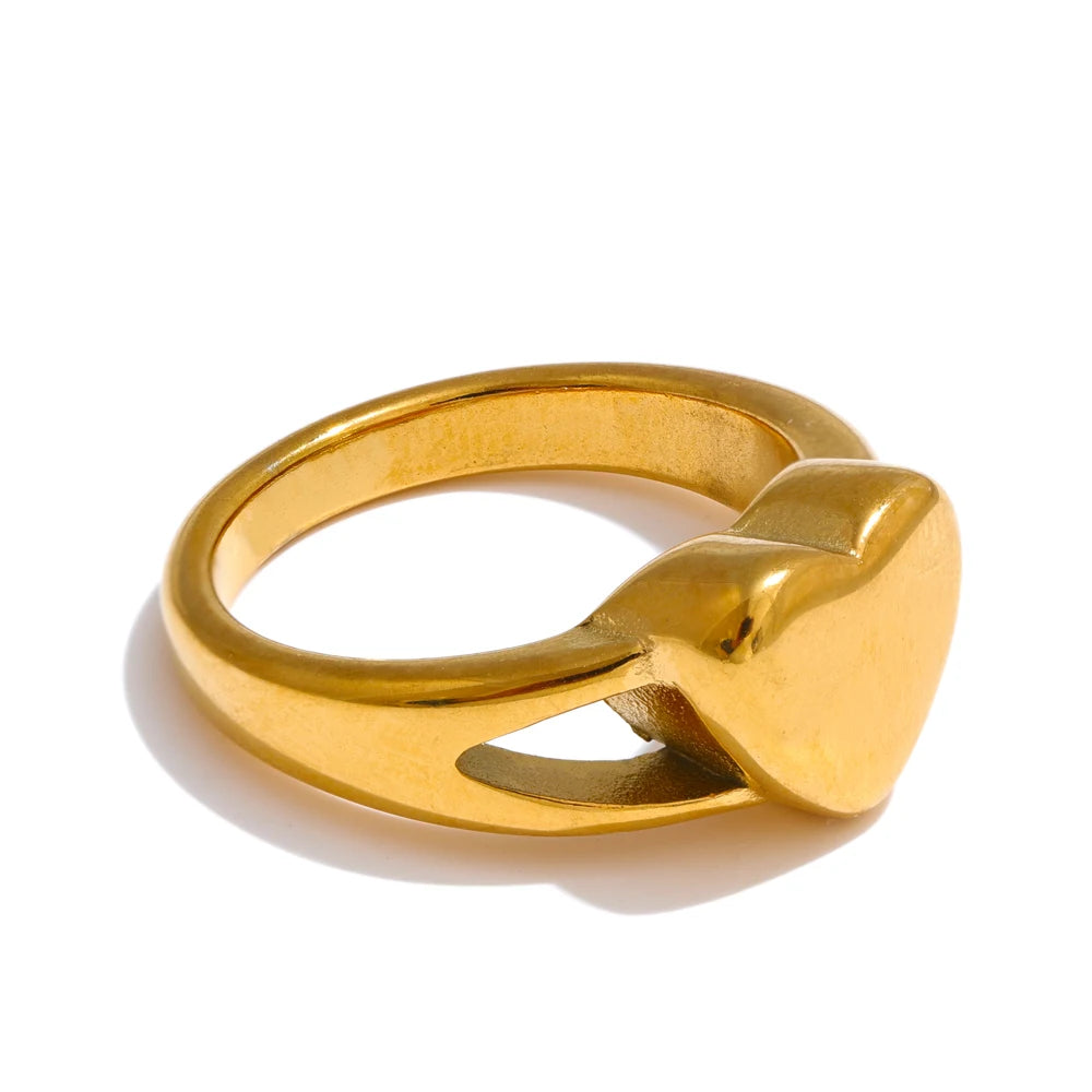 6789# Stainless Steel Metal Heart High Quality Women Ring Gold Silver Color Charm Romantic Jewelry 18K PVD Plated