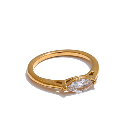 6789# Wholesale Stainless Steel Shiny Cubic Zirconia Casting Ring for Women 18K PVD Plated Hypoallergenic Jewelry Gift