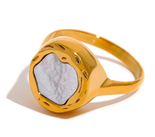Luxury Cast Stainless Steel Sea Shell Golden ins Ring Tarnish Free Charm Fashion Women Korean Jewelry кольца для женщин