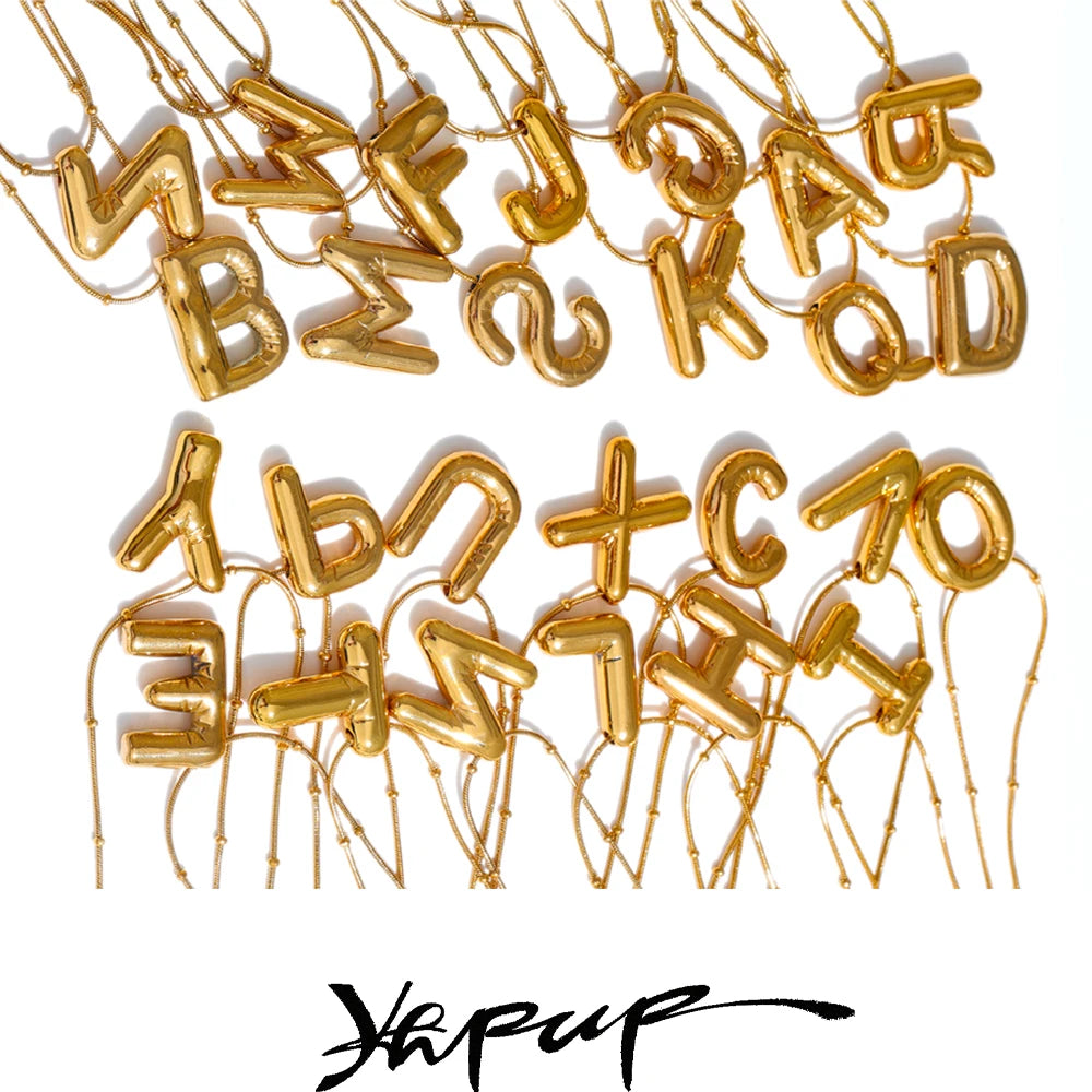 Waterproof 26 English Letter Initial Name Pendant Necklace Stainless Steel 18K PVD Plated A to Z Charm Jewelry Wholesale