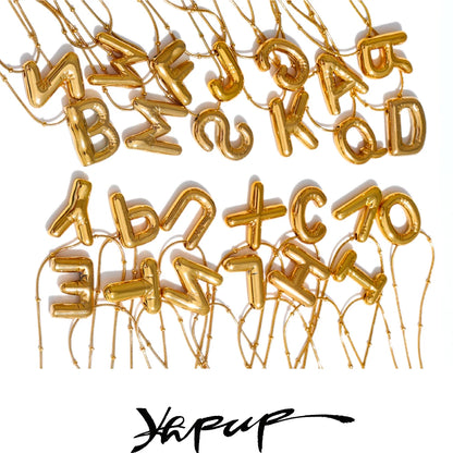 Waterproof 26 English Letter Initial Name Pendant Necklace Stainless Steel 18K PVD Plated A to Z Charm Jewelry Wholesale