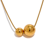 Stainless Steel Round Ball Beads Pendant Necklace Fashion Waterproof Metal Daily Gold Color Trendy Jewelry for Women Gift
