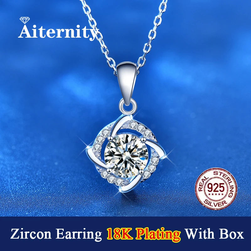 925 Sterling Silver Necklace Zircon Pendant For Women Fashion Clavicle Chain Necklaces Wedding Party Shinning Jewelry Gift