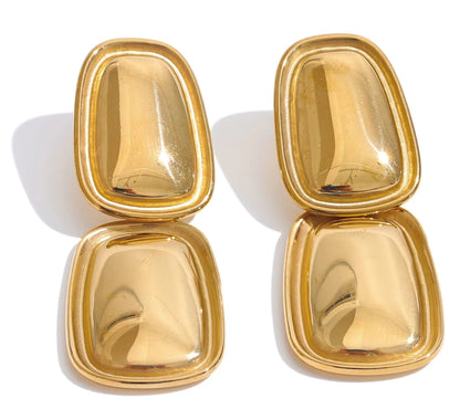 Fashion Stainless Steel Square Rectangle Drop Earrings Metal Stylish Statement Gold Platinum Plated Jewelry Waterproof