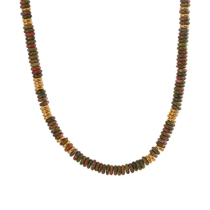 Colorful Natural Stone Beads Handmade Chain Y2K Fashion Necklace for Women Stainless Steel Waterproof Collar Jewelry Gift