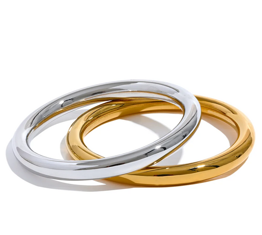 65mm Polished Textured Waterproof Stainless Steel Big Bracelet Bangle Statement Glossy Minimalist Jewelry High Quality